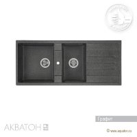 Мойка кухонная АКВАТОН Торина двойная, графит
